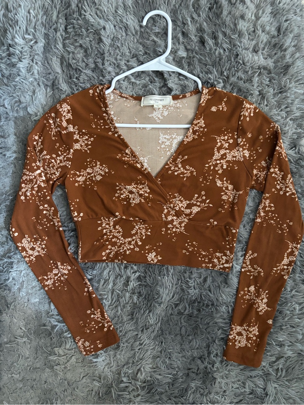 Floral Wrap Crop Top - Rust